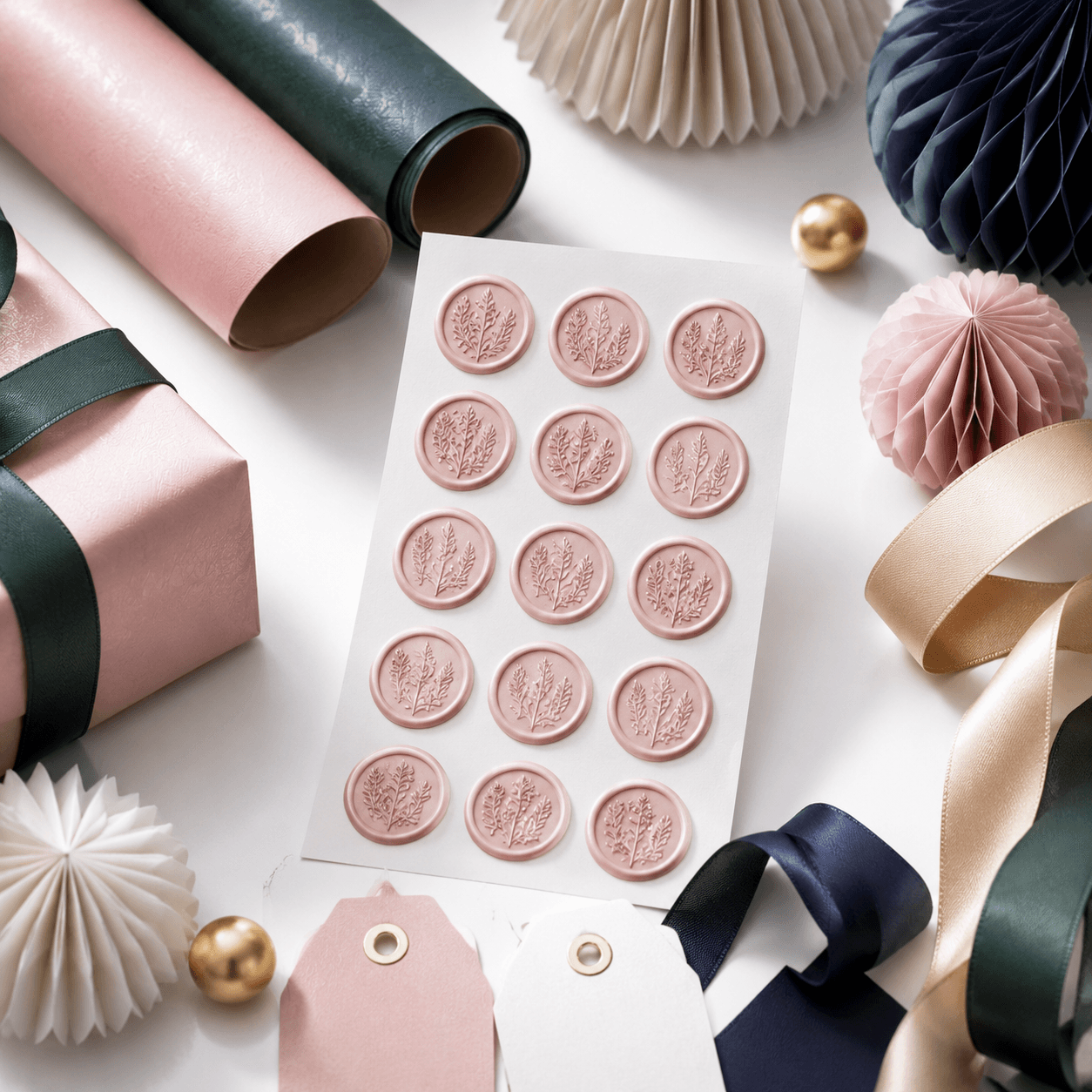 Wax Seal Style Stickers — Embossed self-adhesive seals — no wax or flame needed.